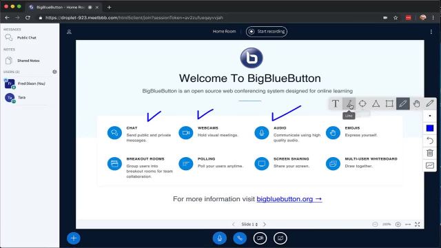 BigBlueButton overview for moderator/presenters (with breakout rooms) in BigBlueButton